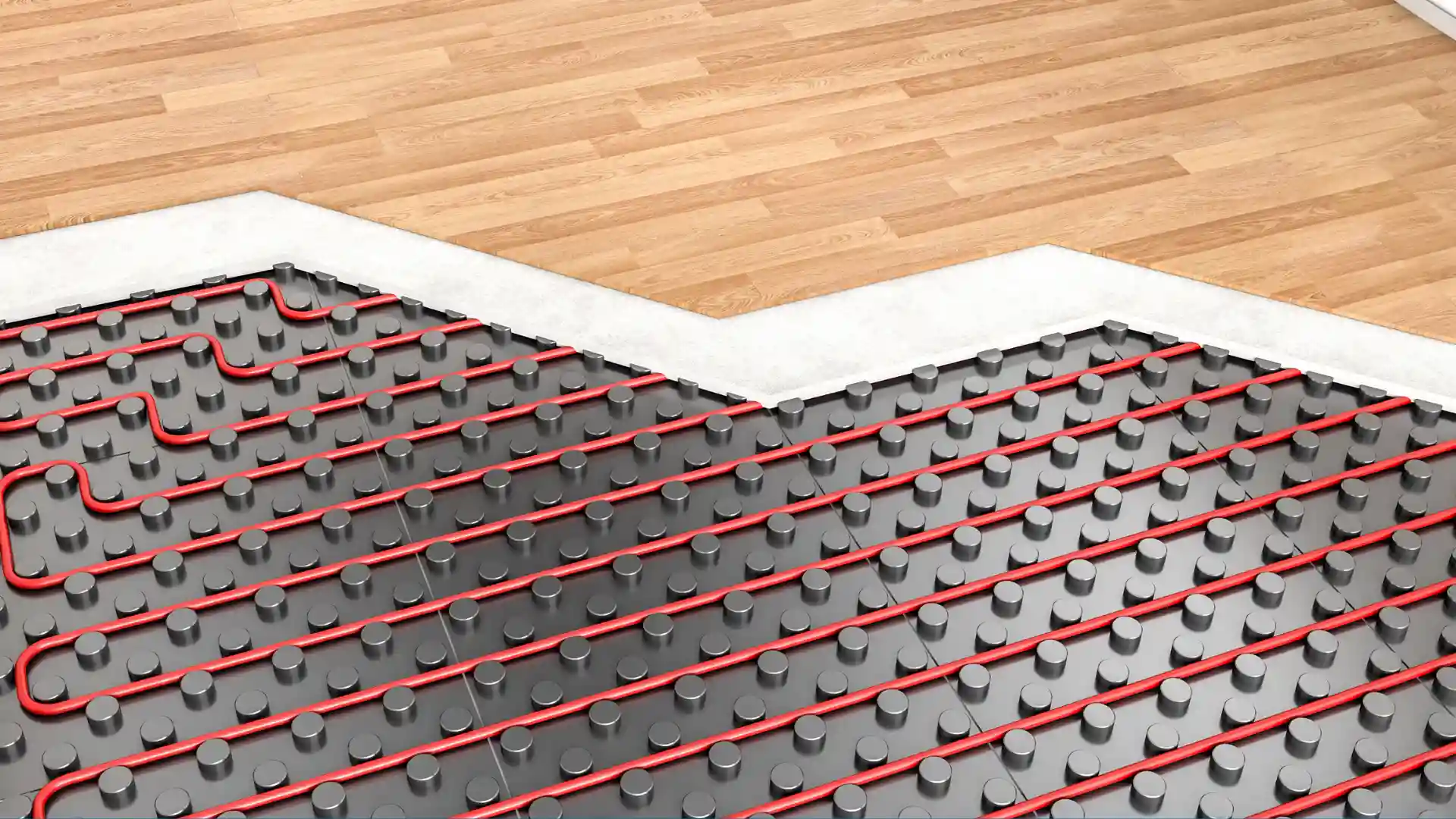 foto di un impianto di riscaldamento a pavimento radiante